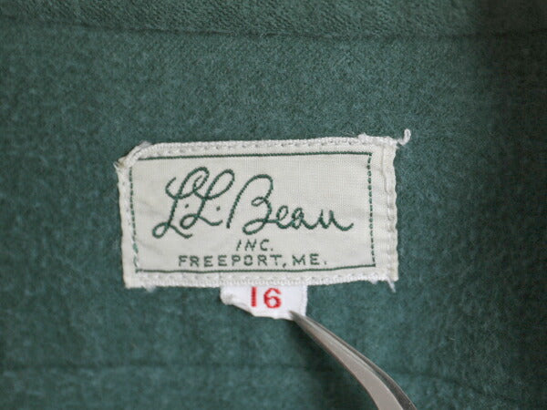 60s 筆記体タグ エルエルビーン コットン シャモア クロス シャツ メンズ L 程/ ヴィンテージ LLBean 長袖シャツ ネルシャツ フランネル 緑