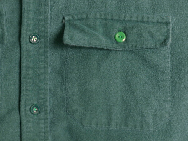 60s 筆記体タグ エルエルビーン コットン シャモア クロス シャツ メンズ L 程/ ヴィンテージ LLBean 長袖シャツ ネルシャツ フランネル 緑