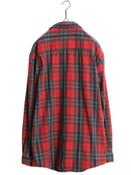 90s エディーバウアー チェック フランネル シャツ メンズ M / オールド Eddie Bauer ネルシャツ コットン 白タグ 長袖シャツ マルチカラー