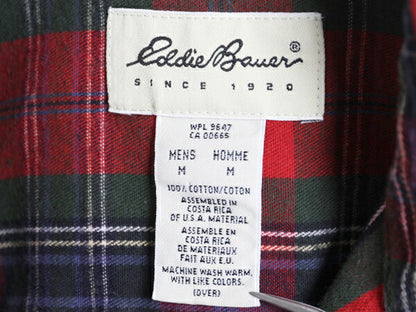 90s エディーバウアー チェック フランネル シャツ メンズ M / オールド Eddie Bauer ネルシャツ コットン 白タグ 長袖シャツ マルチカラー