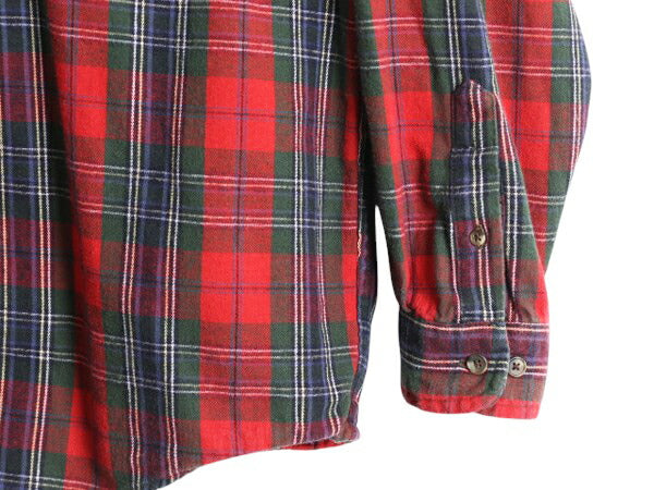 90s エディーバウアー チェック フランネル シャツ メンズ M / オールド Eddie Bauer ネルシャツ コットン 白タグ 長袖シャツ マルチカラー