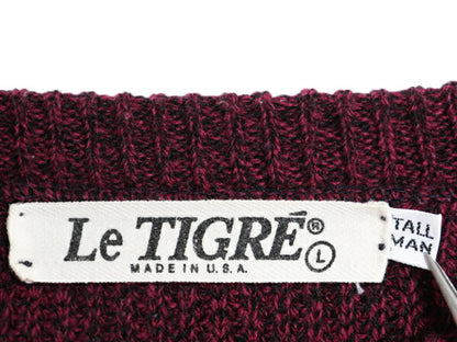 80s USA製 ルティグレ アクリル チャンキー 二ット セーター メンズ L / 80年代 ヴィンテージ LE TIGRE クルーネック 長袖ニット リブ編み