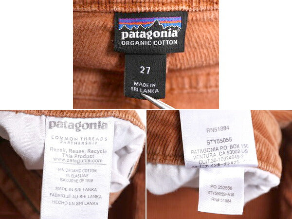 16年製 パタゴニア フィッテド コーデュロイ パンツ レディース 27 XS 古着 細畝 ストレッチ スキニー スリムフィット アウトドア レンガ色