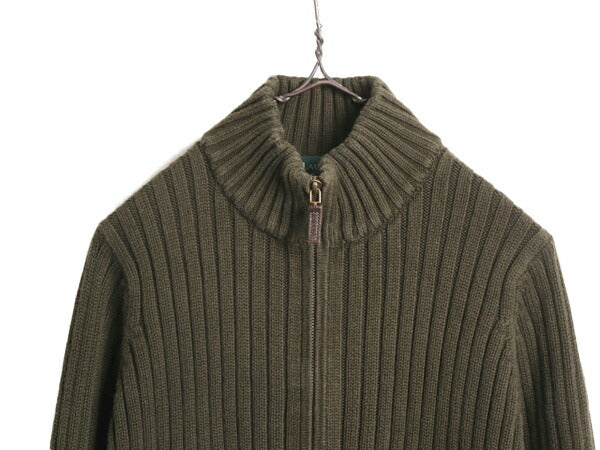 90s LAUREN ラルフローレン ハイネック コットン ニット セーター レディース S / 90年代 オールド ポロ フルジップ リブ編み ドライバーズ