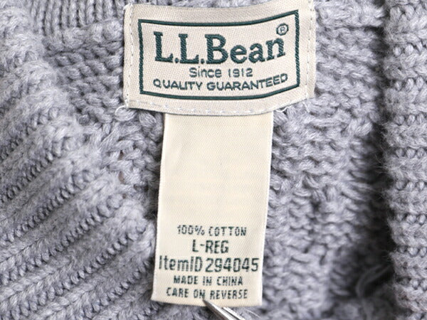 エルエルビーン コットン ケーブル ニット セーター メンズ L / LLビーン フィッシャーマン アラン ヘンリーネック LLBEAN ヘビーウェイト