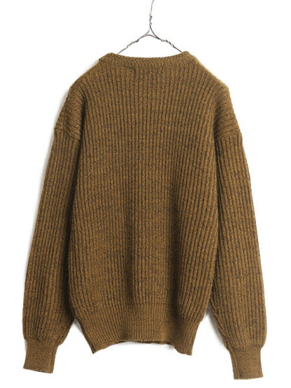 90s TODAYS NEWS アクリル チャンキー ニット セーター メンズ レディース XL 小さめ L 古着 90年代 オールド 無地 リブ編み クルーネック