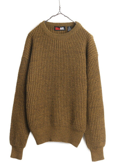 90s TODAYS NEWS アクリル チャンキー ニット セーター メンズ レディース XL 小さめ L 古着 90年代 オールド 無地 リブ編み クルーネック