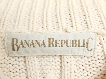 90s バナナリパブリック ロールネック コットン ケーブル ニット セーター メンズ L オールド BANANA REPUBLIC 無地 ハイネック ナチュラル