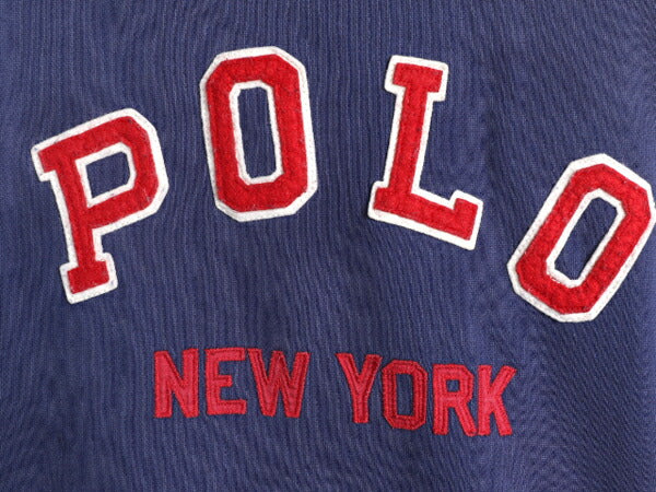 ポロ ラルフローレン スウェット スタジャン メンズ L 古着 POLO トレーナー ジャケット ジャンパー ブルゾン 裏起毛 サガラ ワッペン付き