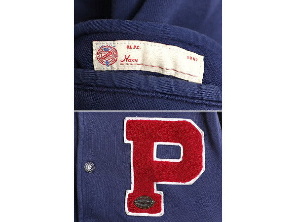 ポロ ラルフローレン スウェット スタジャン メンズ L 古着 POLO トレーナー ジャケット ジャンパー ブルゾン 裏起毛 サガラ ワッペン付き