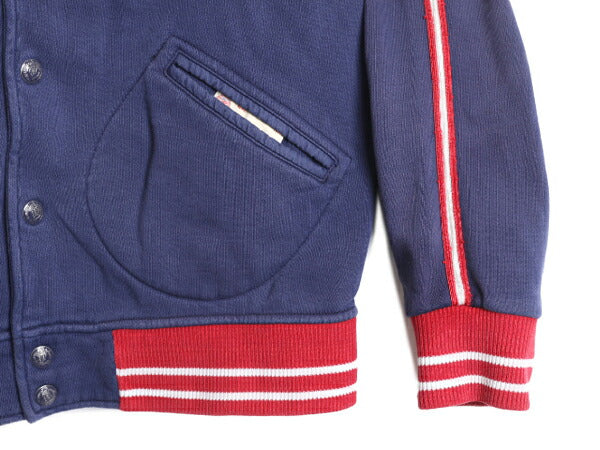 ポロ ラルフローレン スウェット スタジャン メンズ L 古着 POLO トレーナー ジャケット ジャンパー ブルゾン 裏起毛 サガラ ワッペン付き
