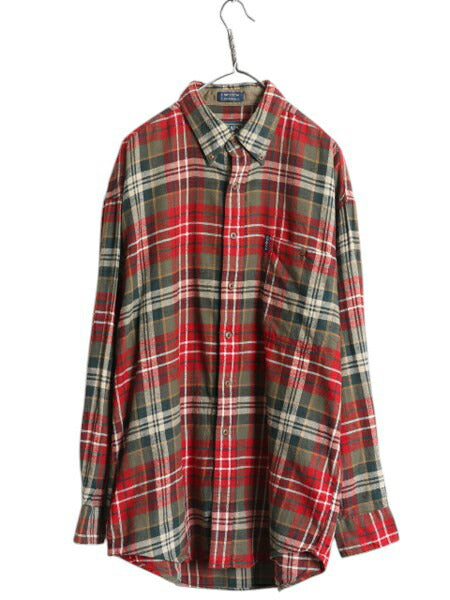 80s チャップス ラルフローレン チェック ボタンダウン フランネル シャツ メンズ L / ヴィンテージ ポロ 長袖シャツ ネルシャツ コットン
