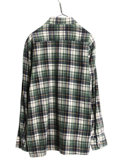 70s 80s ディッキーズ チェック プリント フランネル シャツ メンズ L / 古着 Dickies ヴィンテージ ネル ネルシャツ 長袖シャツ 白タグ