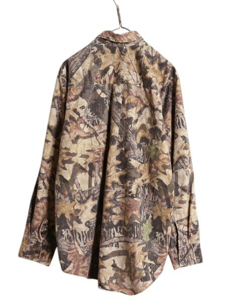 90s USA製 モッシーオーク リアルツリー カモ コットン シャツ メンズ L / 90年代 オールド MOSSY OAK 迷彩 長袖シャツ ハンティング 総柄