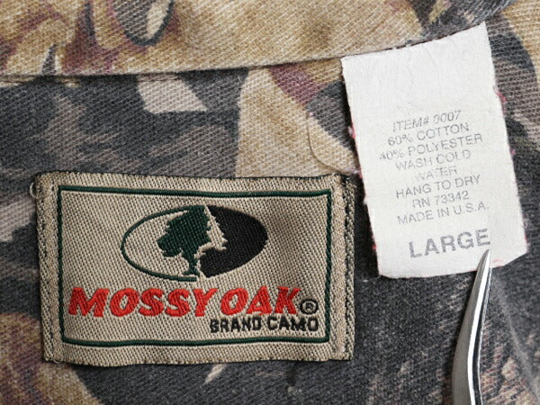 90s USA製 モッシーオーク リアルツリー カモ コットン シャツ メンズ L / 90年代 オールド MOSSY OAK 迷彩 長袖シャツ ハンティング 総柄