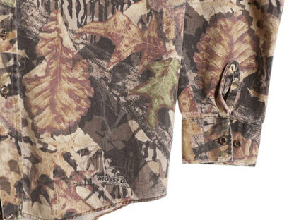 90s USA製 モッシーオーク リアルツリー カモ コットン シャツ メンズ L / 90年代 オールド MOSSY OAK 迷彩 長袖シャツ ハンティング 総柄