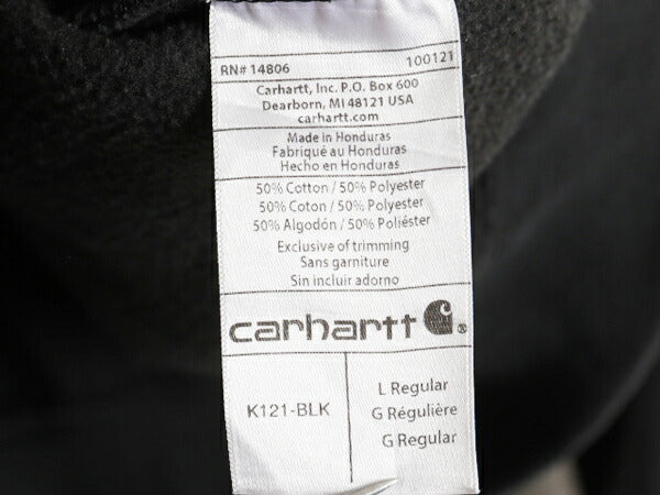 カーハート スウェット フード パーカー メンズ L / CARHARTT トレーナー スエット ミドルウェイト プルオーバー 裏起毛 ワンポイント 黒