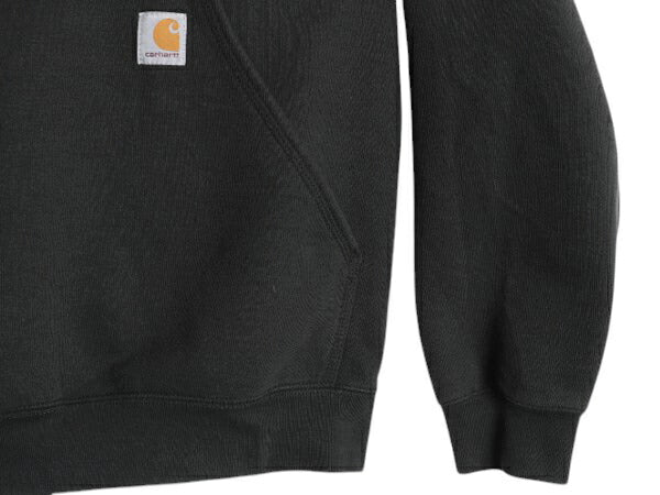 カーハート スウェット フード パーカー メンズ L / CARHARTT トレーナー スエット ミドルウェイト プルオーバー 裏起毛 ワンポイント 黒