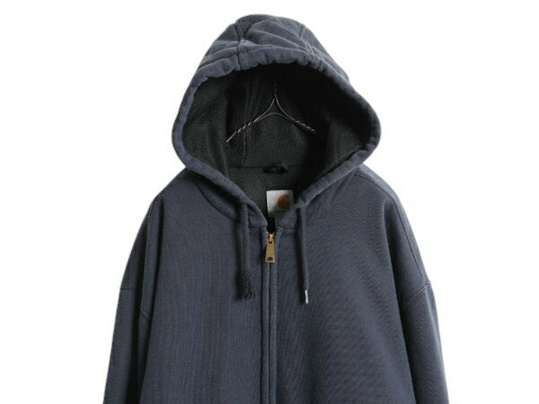 US企画 カーハート 裏 サーマル フルジップ スウェット フード パーカー メンズ XXL / 古着 CARHARTT Rain Defender ジャケット トレーナー