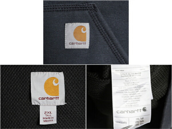 US企画 カーハート 裏 サーマル フルジップ スウェット フード パーカー メンズ XXL / 古着 CARHARTT Rain Defender ジャケット トレーナー