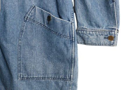 80s 90s エディ―バウアー デニム ステンカラー コート レディース L / ヴィンテージ 黒タグ Eddie Bauer ハーフ ハンティング ジャケット