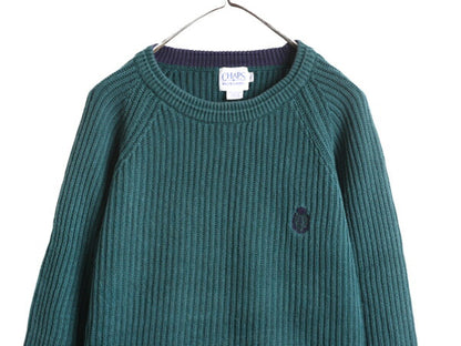90s チャップス ラルフローレン コットン ニット セーター メンズ XL 90年代 オールド ポロ CHAPS リブ編み ワンポイント 大きいサイズ 緑