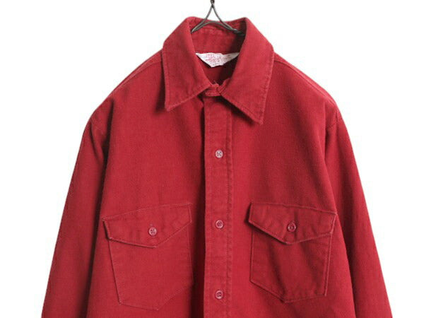 70s USA製 FROSTPROOF コットン シャモア クロス シャツ メンズ M / ヴィンテージ 長袖シャツ ネルシャツ ヘビーウェイト フランネル 無地