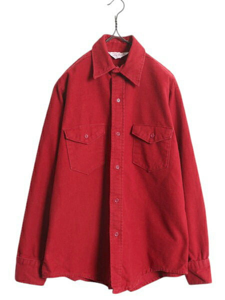70s USA製 FROSTPROOF コットン シャモア クロス シャツ メンズ M / ヴィンテージ 長袖シャツ ネルシャツ ヘビーウェイト フランネル 無地