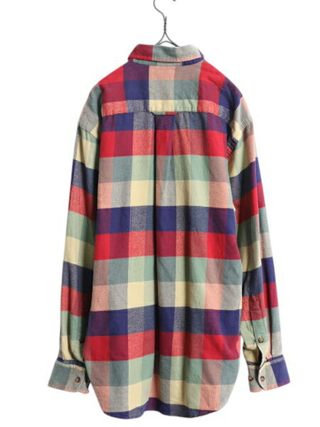 00s オービス フランネル ボタンダウン シャツ メンズ M / 古着 オールド ORVIS マルチカラー ブロック チェック 長袖シャツ ネルシャツ