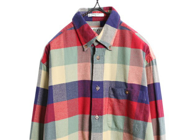 00s オービス フランネル ボタンダウン シャツ メンズ M / 古着 オールド ORVIS マルチカラー ブロック チェック 長袖シャツ ネルシャツ