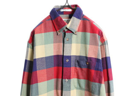 00s オービス フランネル ボタンダウン シャツ メンズ M / 古着 オールド ORVIS マルチカラー ブロック チェック 長袖シャツ ネルシャツ