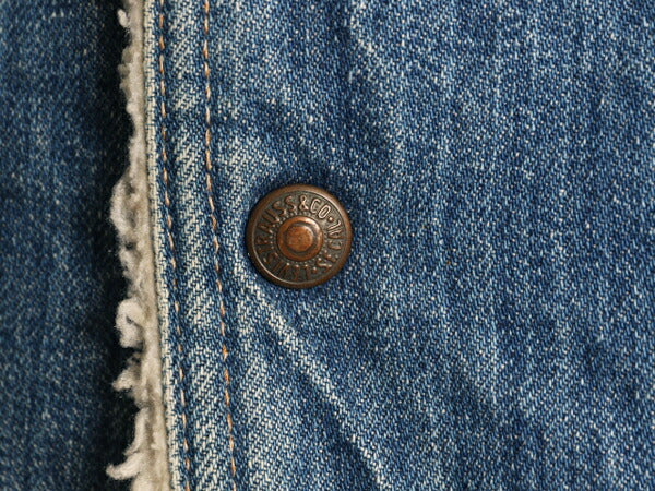 70s USA製 リーバイス 裏 ボア デニム ベスト メンズ レディース S / ヴィンテージ LEVIS 重ね着 前開き パイル オレンジタブ ポケット付き