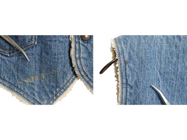 70s USA製 リーバイス 裏 ボア デニム ベスト メンズ レディース S / ヴィンテージ LEVIS 重ね着 前開き パイル オレンジタブ ポケット付き