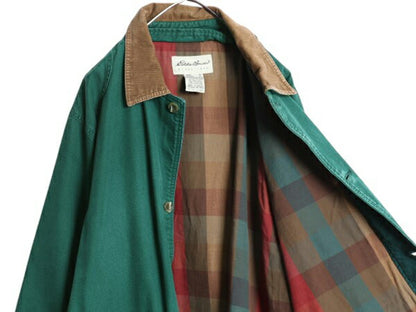 90s エディ―バウアー ハンティング ジャケット メンズ M Eddie Bauer キャンバス カバーオール フィールド コート チェック ライナー付き