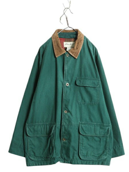 90s エディ―バウアー ハンティング ジャケット メンズ M Eddie Bauer キャンバス カバーオール フィールド コート チェック ライナー付き