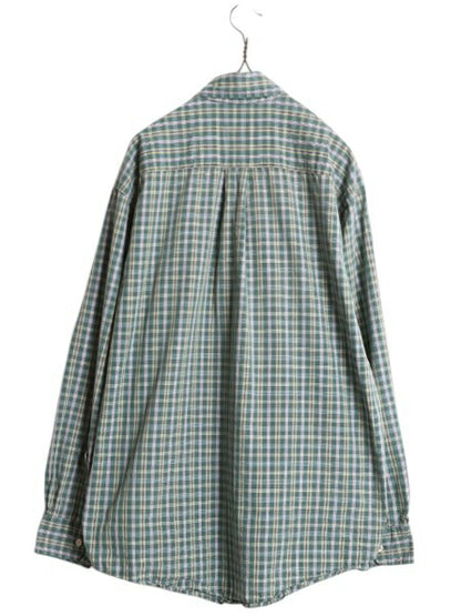 ブルックスブラザーズ チェック 長袖 ボタンダウン シャツ メンズ M 古着 BROOKS BROTHERS 長袖シャツ コットン ワイシャツ ポケット付き