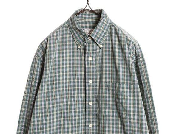 ブルックスブラザーズ チェック 長袖 ボタンダウン シャツ メンズ M 古着 BROOKS BROTHERS 長袖シャツ コットン ワイシャツ ポケット付き