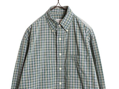 ブルックスブラザーズ チェック 長袖 ボタンダウン シャツ メンズ M 古着 BROOKS BROTHERS 長袖シャツ コットン ワイシャツ ポケット付き