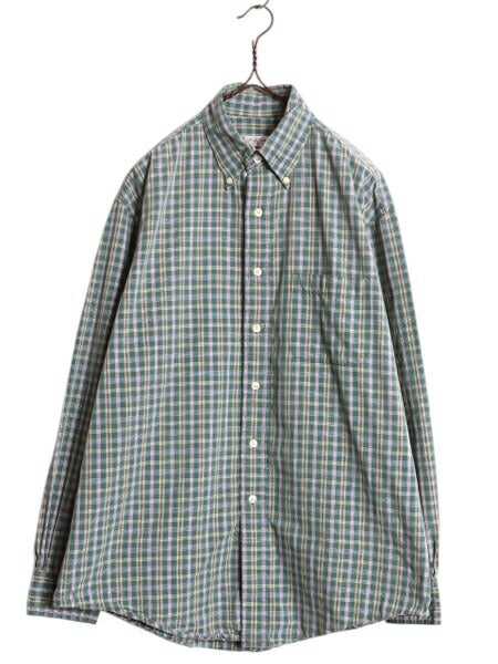 ブルックスブラザーズ チェック 長袖 ボタンダウン シャツ メンズ M 古着 BROOKS BROTHERS 長袖シャツ コットン ワイシャツ ポケット付き