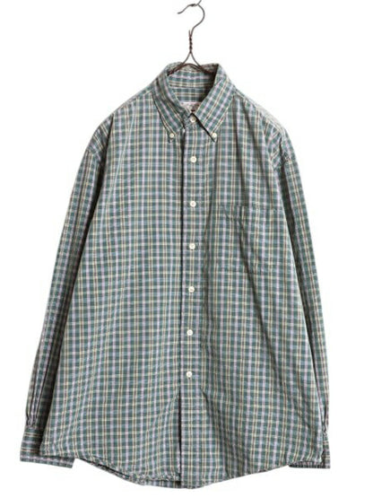 ブルックスブラザーズ チェック 長袖 ボタンダウン シャツ メンズ M 古着 BROOKS BROTHERS 長袖シャツ コットン ワイシャツ ポケット付き
