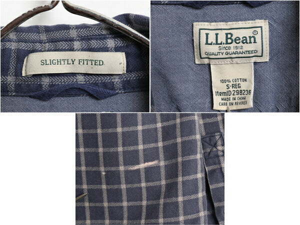 エルエルビーン チェック 長袖 フランネル シャツ メンズ S 古着 LLBEAN アウトドア コットン 長袖シャツ ネルシャツ ポケット付き 2トーン