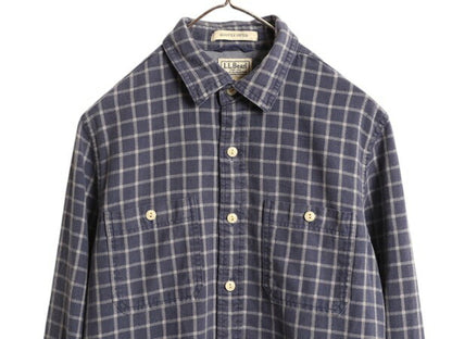 エルエルビーン チェック 長袖 フランネル シャツ メンズ S 古着 LLBEAN アウトドア コットン 長袖シャツ ネルシャツ ポケット付き 2トーン