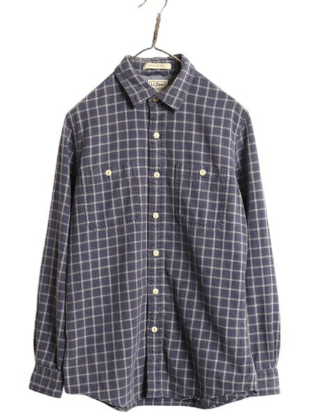エルエルビーン チェック 長袖 フランネル シャツ メンズ S 古着 LLBEAN アウトドア コットン 長袖シャツ ネルシャツ ポケット付き 2トーン