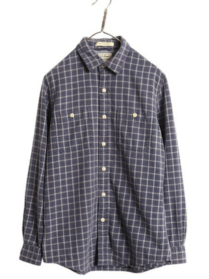 エルエルビーン チェック 長袖 フランネル シャツ メンズ S 古着 LLBEAN アウトドア コットン 長袖シャツ ネルシャツ ポケット付き 2トーン