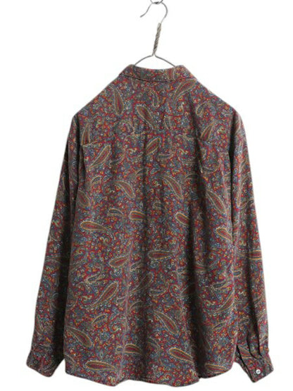 100% レーヨン 90s OLD GAP ペイズリー 総柄 長袖 シャツ レディース S / オールド ギャップ 旧タグ ブラウス マルチカラー ポケット付き