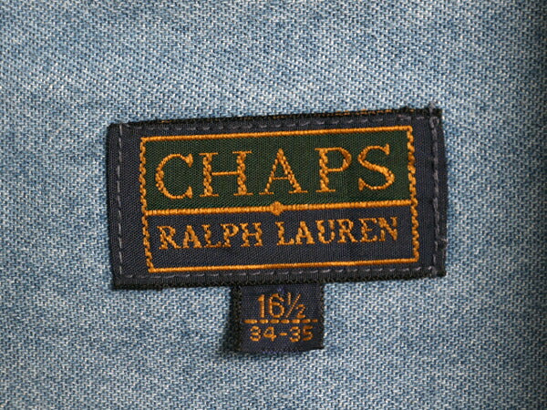 90s チャップス ラルフローレン 長袖 ボタンダウン デニム シャツ メンズ XL CHAPS ポロ 90年代 オールド BD 長袖シャツ ポケット付き 無地