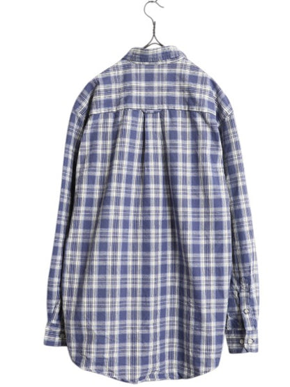 90s エディーバウアー チェック 長袖 ボタンダウン シャツ メンズ S 古着 オールド Eddie Bauer コットン 白タグ 長袖シャツ ポケット付き