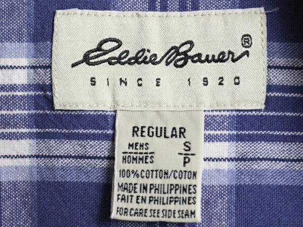 90s エディーバウアー チェック 長袖 ボタンダウン シャツ メンズ S 古着 オールド Eddie Bauer コットン 白タグ 長袖シャツ ポケット付き