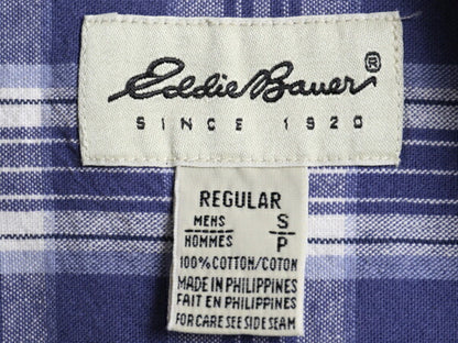 90s エディーバウアー チェック 長袖 ボタンダウン シャツ メンズ S 古着 オールド Eddie Bauer コットン 白タグ 長袖シャツ ポケット付き