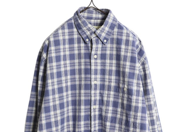 90s エディーバウアー チェック 長袖 ボタンダウン シャツ メンズ S 古着 オールド Eddie Bauer コットン 白タグ 長袖シャツ ポケット付き